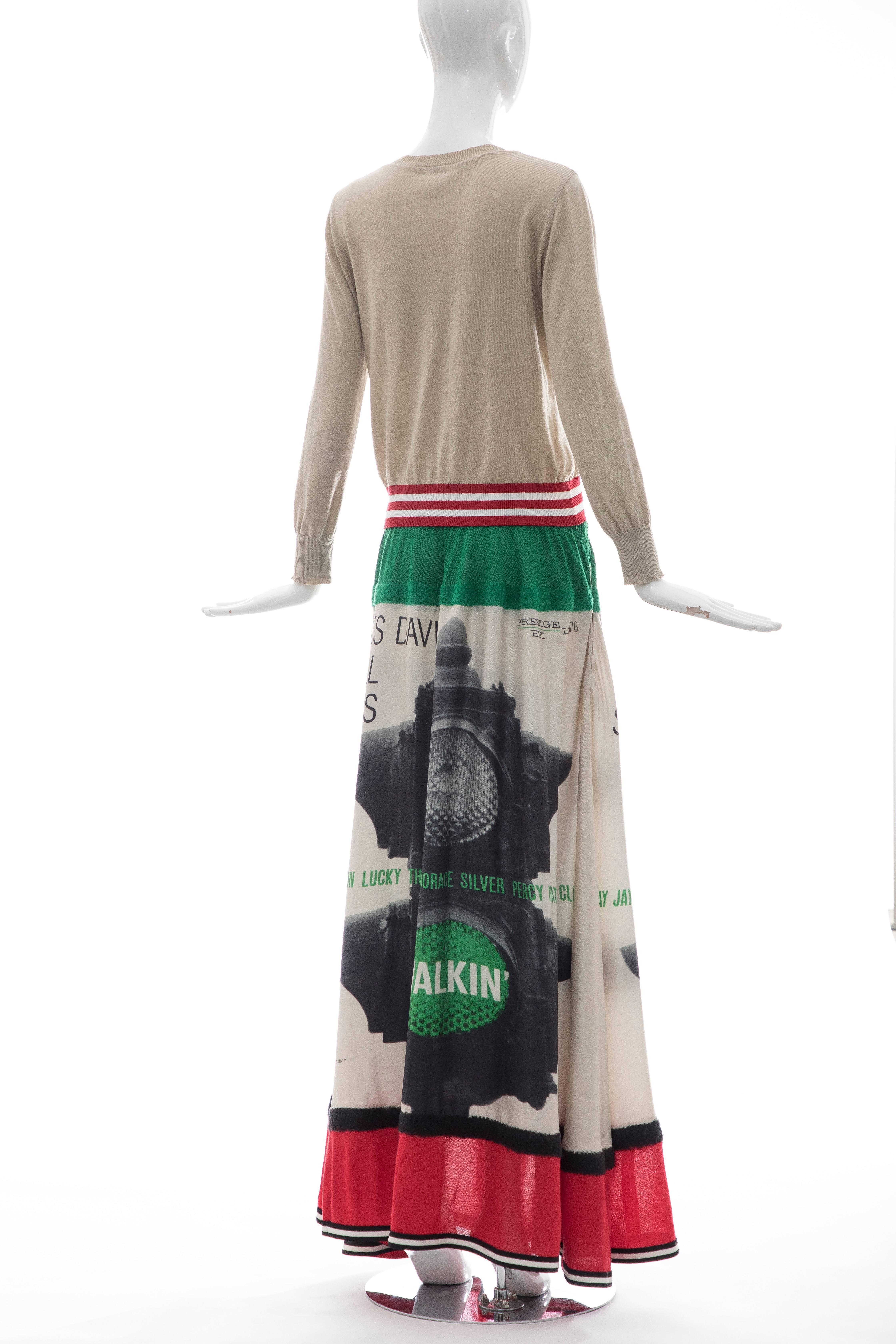 Jun Takahashi Undercover Silk Cotton Miles Davis Print Skirt Suit, Spring 2017 In Excellent Condition In Cincinnati, OH