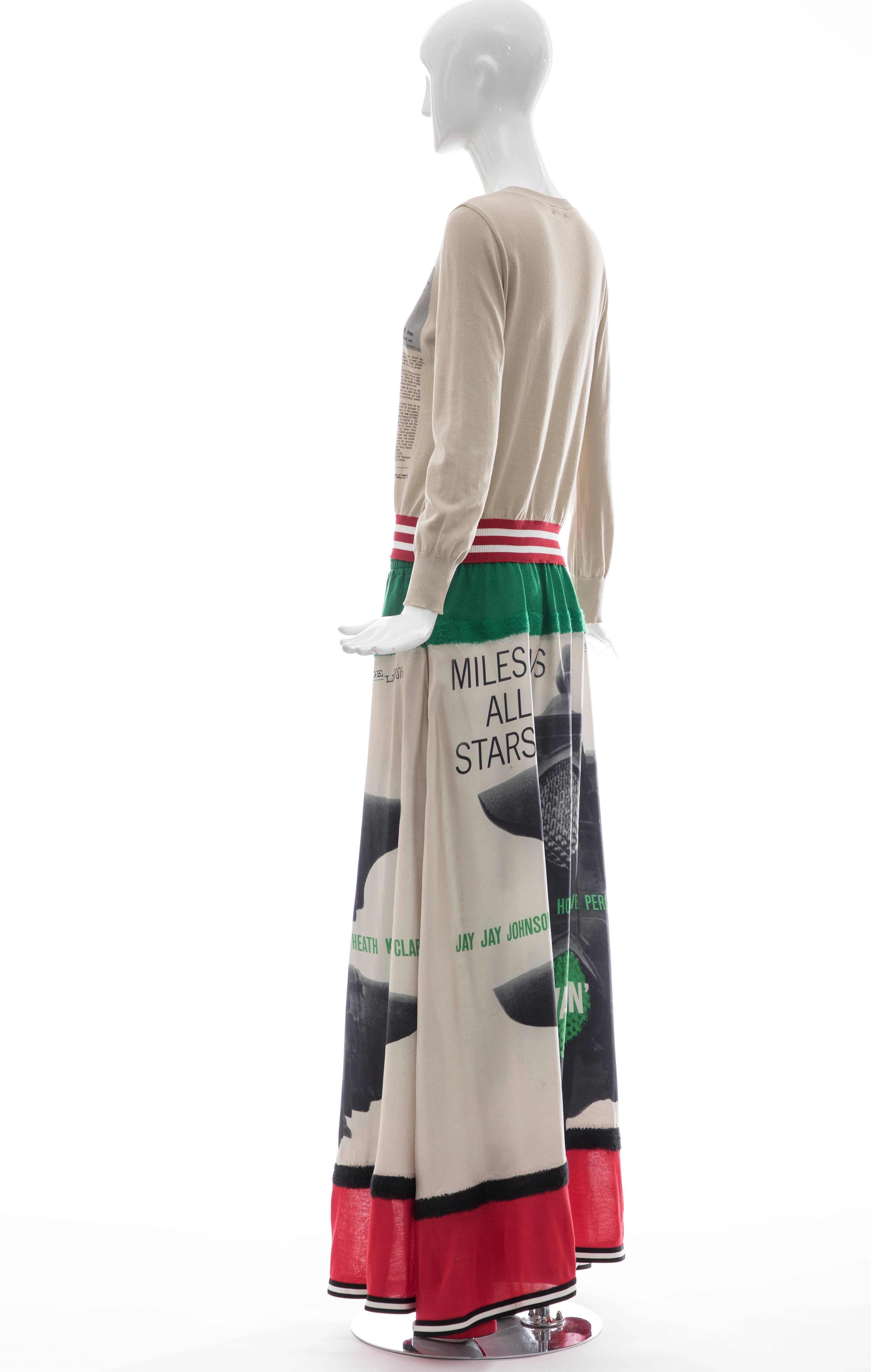 Jun Takahashi Undercover Silk Cotton Miles Davis Print Skirt Suit, Spring 2017 1
