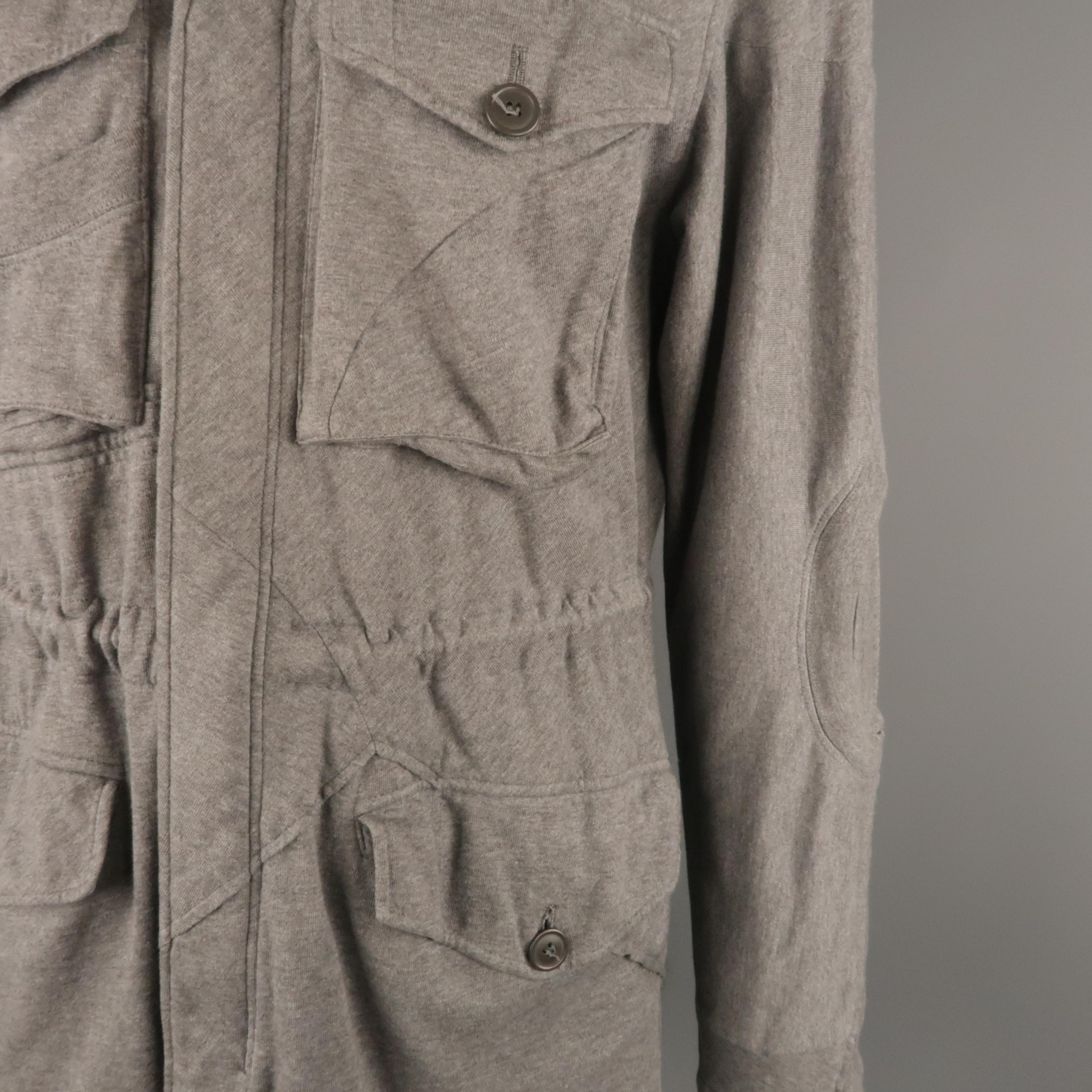 Gray UNDERCOVER L Grey Solid Cotton Zip & Buttons Jacket