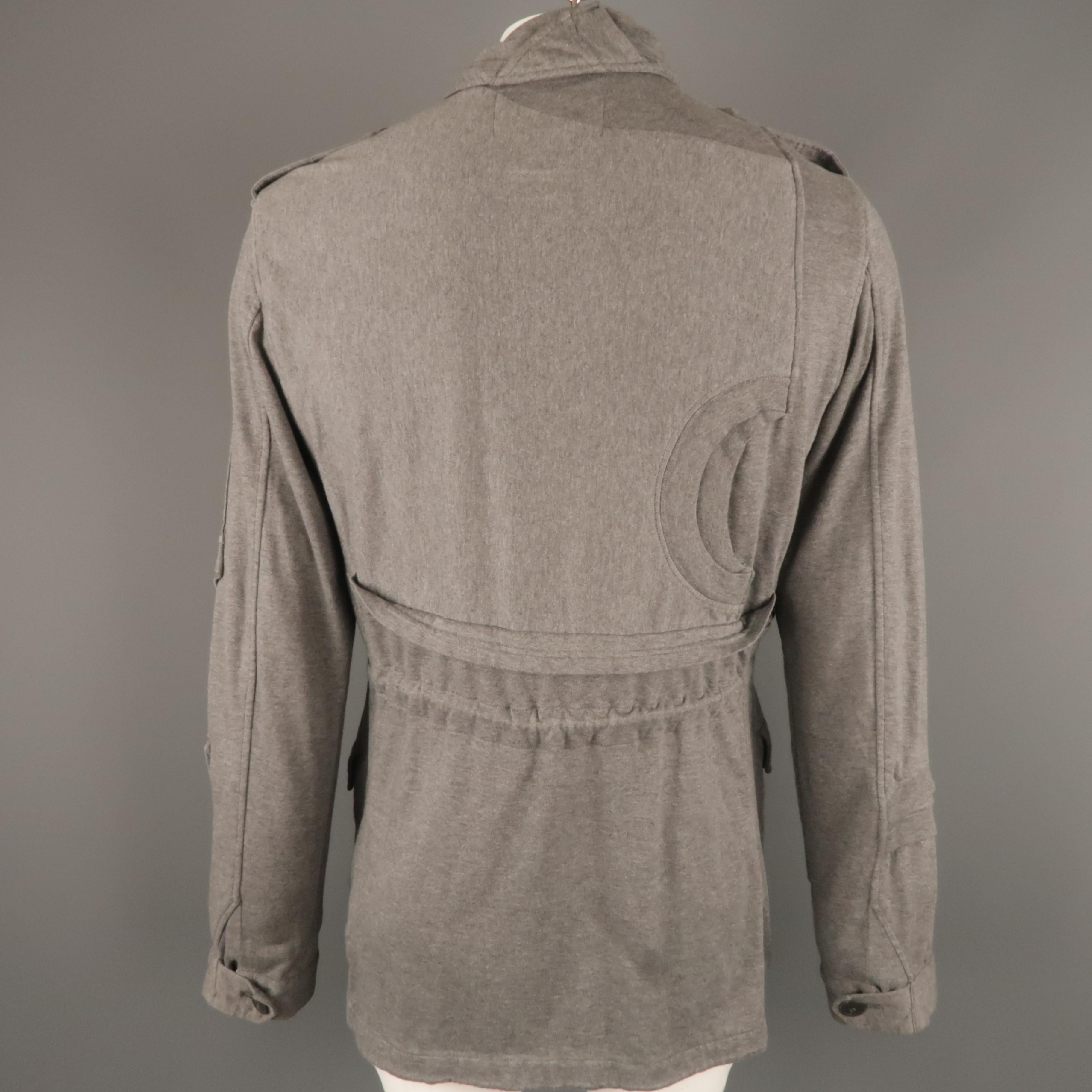 Men's UNDERCOVER L Grey Solid Cotton Zip & Buttons Jacket