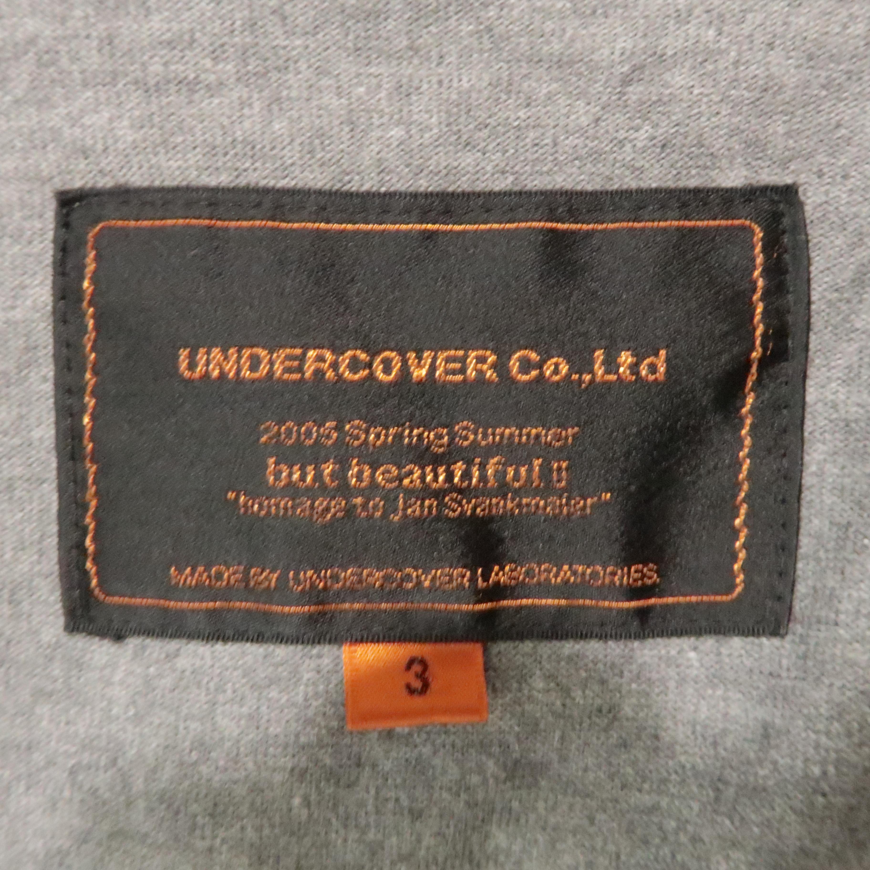 UNDERCOVER L Grey Solid Cotton Zip & Buttons Jacket 2