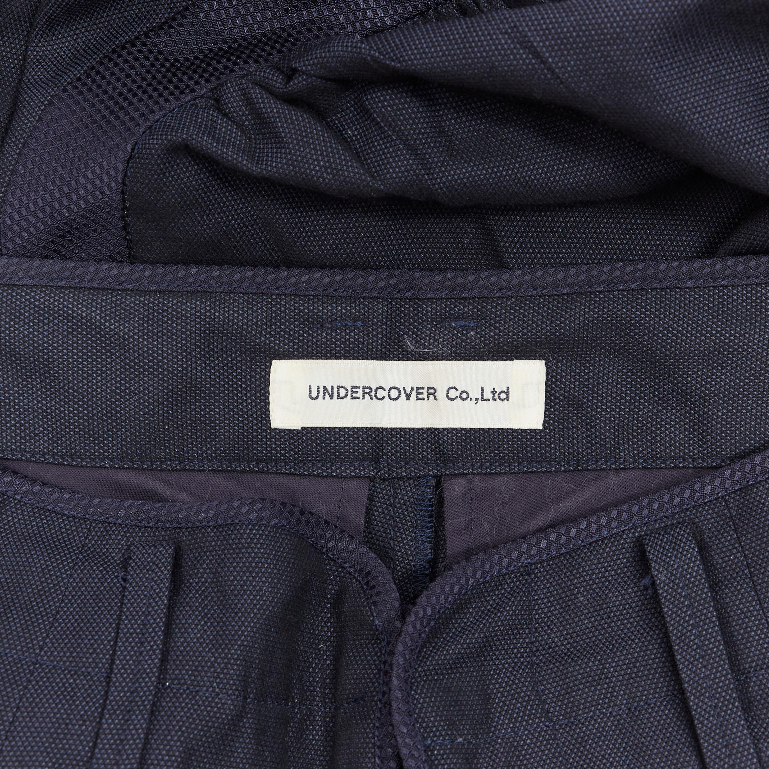 UNDERCOVER navy wool silk pleated exaggerated pockets jodphur riding pants M 5