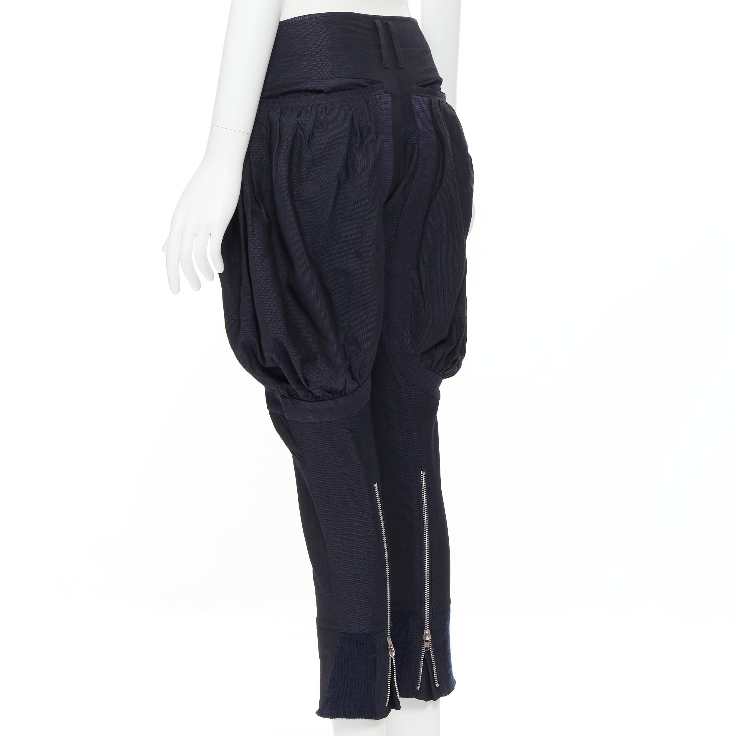 UNDERCOVER navy wool silk pleated exaggerated pockets jodphur riding pants M 1