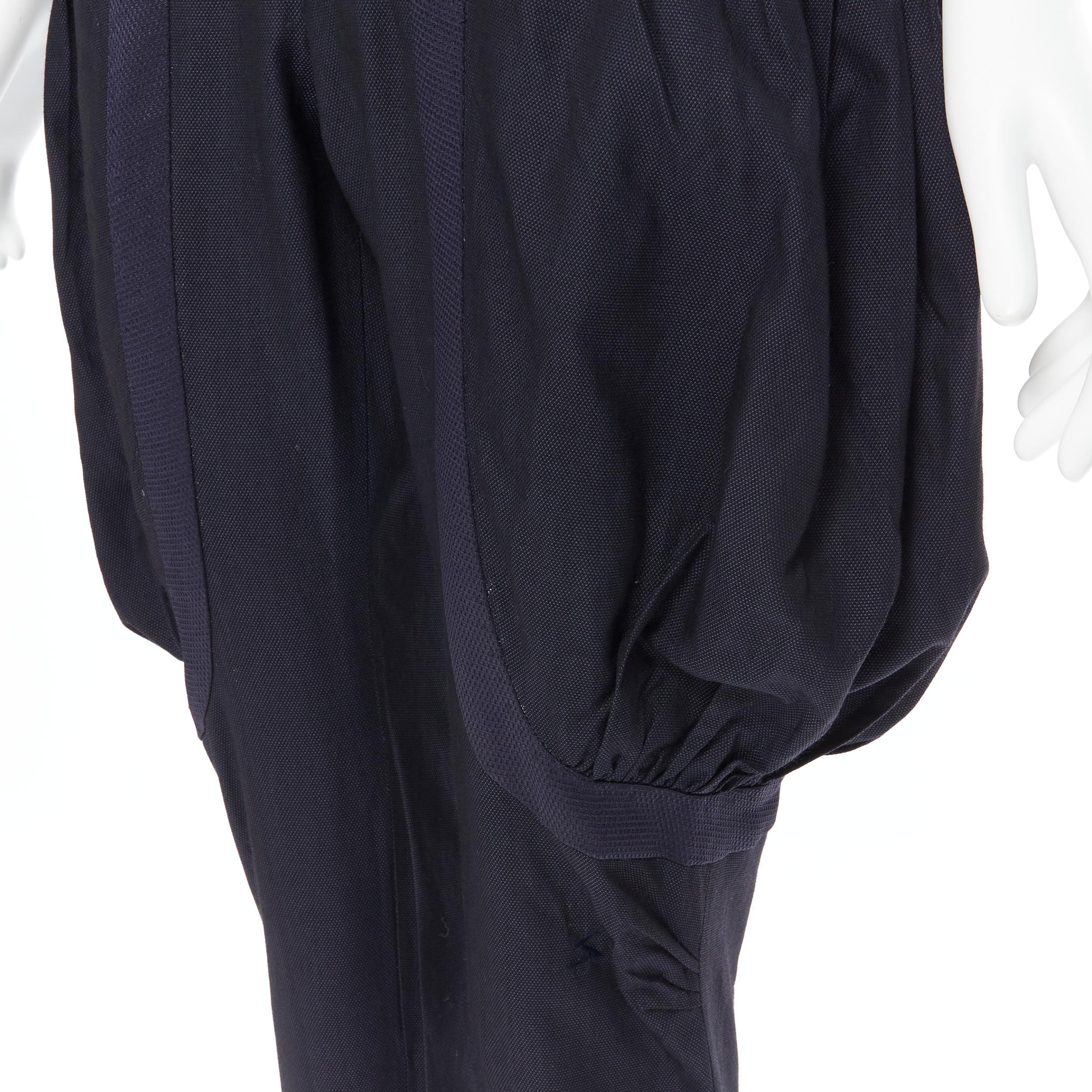 UNDERCOVER navy wool silk pleated exaggerated pockets jodphur riding pants M 3