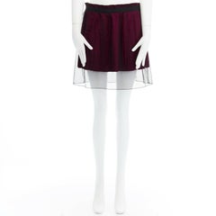 UNDERCOVER pink pleated black sheer overlay ribbon trimmed waist mini skirt JP2