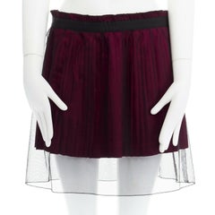 UNDERCOVER pink pleated black sheer overlay ribbon trimmed waist mini skirt JP2