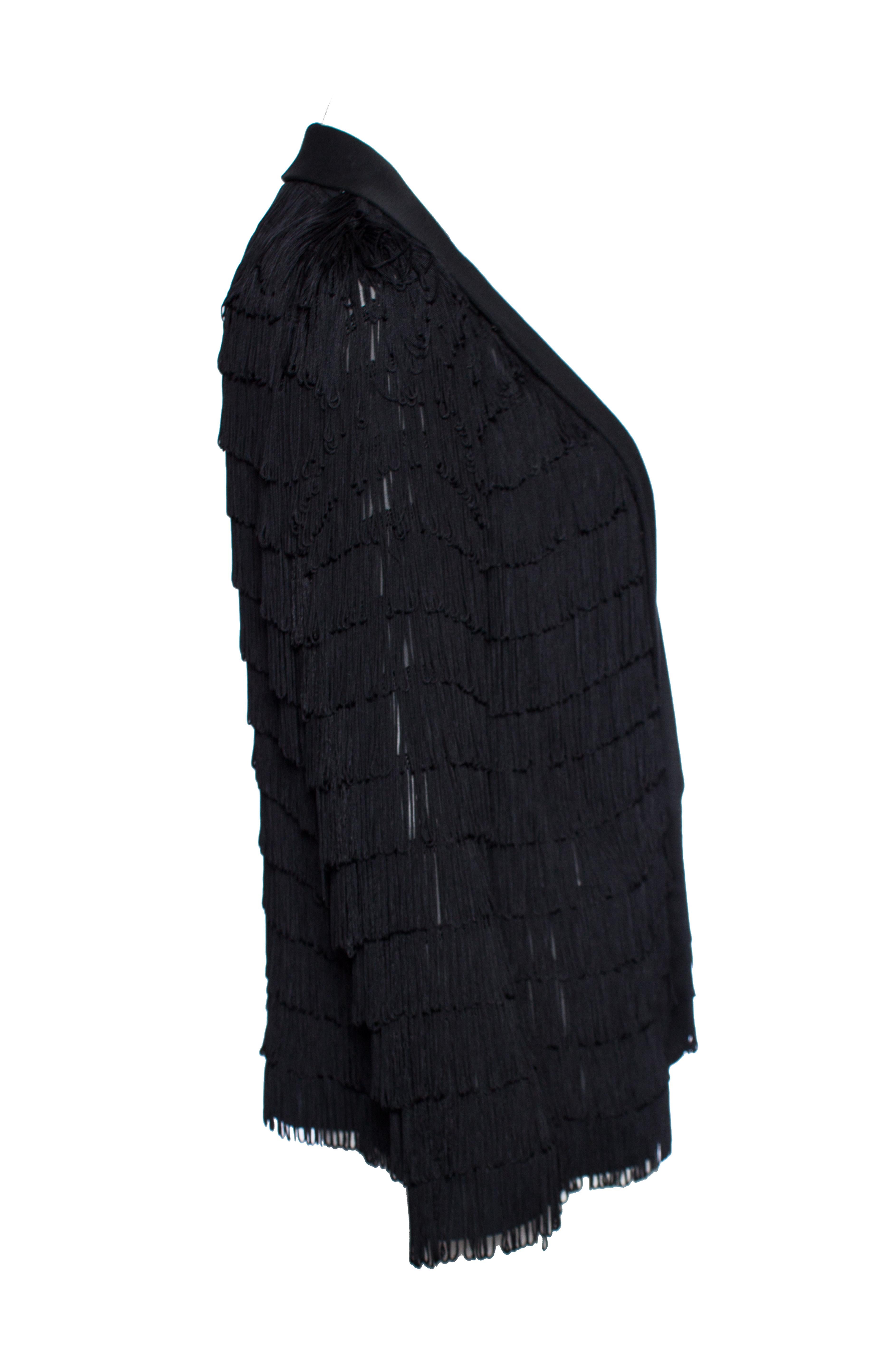 Black Undercover, semi-transparent jacket with fringes. For Sale