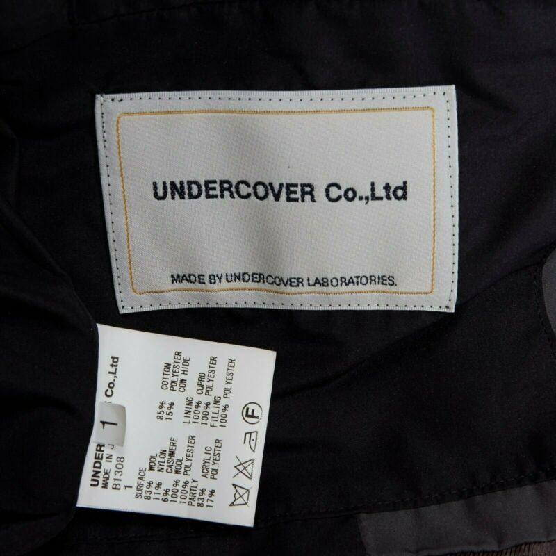 UNDERCOVER shearling collar padded cashmere wool hybrid belted coat JP1 S For Sale 5