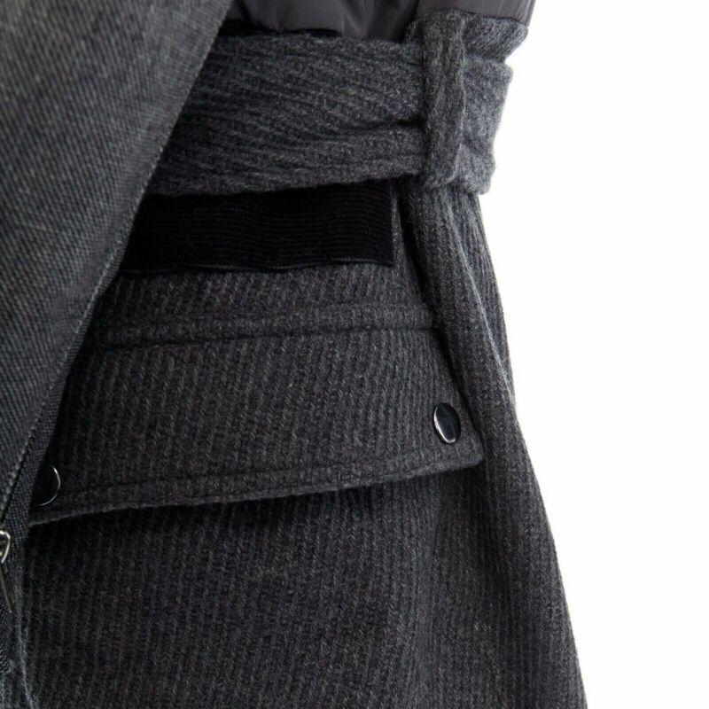 UNDERCOVER shearling collar padded cashmere wool hybrid belted coat JP1 S For Sale 3