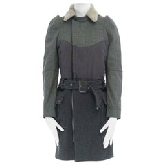 UNDERCOVER shearling collar padded cashmere wool hybrid belted coat JP1 S