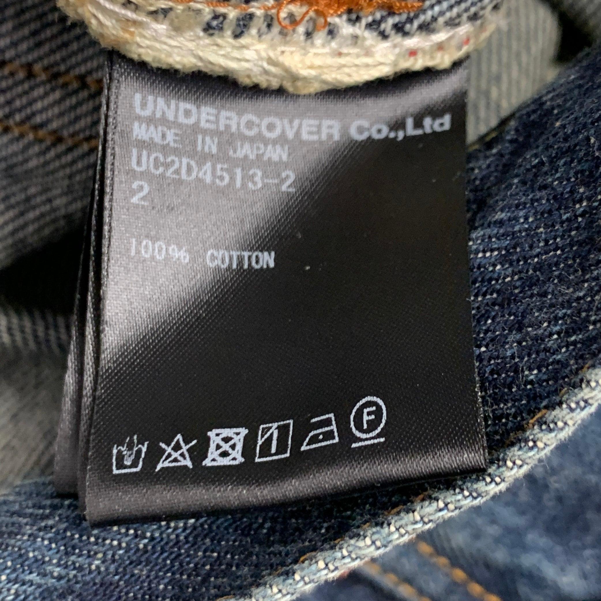 UNDERCOVER Size 30 Blue Multi Color Embroidery Cotton Relaxed Drop Crotch Jeans 5