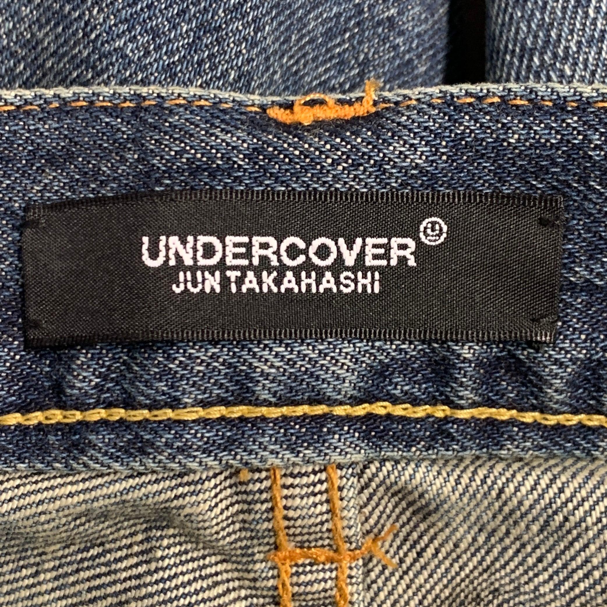 UNDERCOVER Size 30 Blue Multi Color Embroidery Cotton Relaxed Drop Crotch Jeans 2