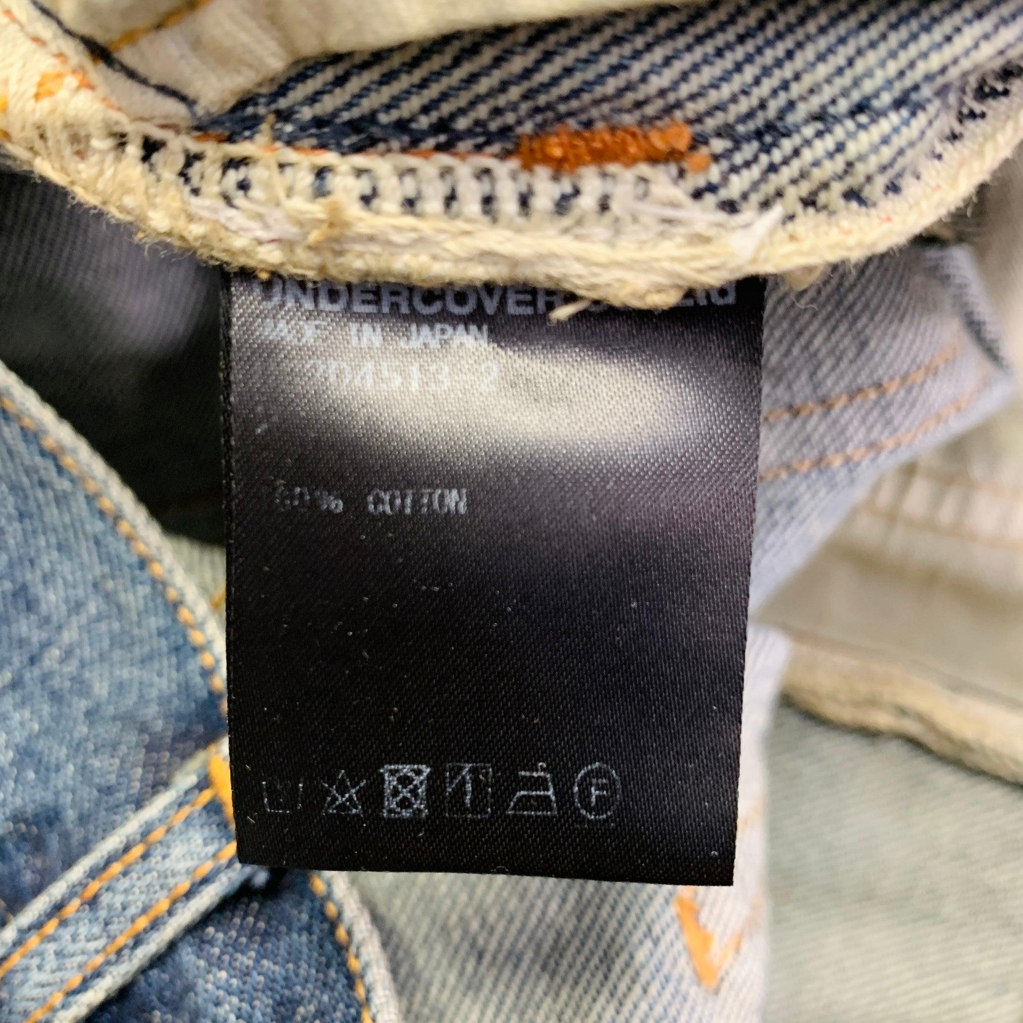 UNDERCOVER Größe 32 Blau Mehrfarbige Stickerei Baumwolle Relaxed Drop-Crotch Jeans im Angebot 2
