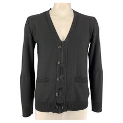 UNDERCOVER Taglia L Cardigan in maglia nera di lana con zip e bottoni