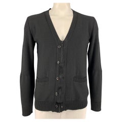 UNDERCOVER - Cardigan en laine tricotée noire avec fermeture éclair et boutons, taille L