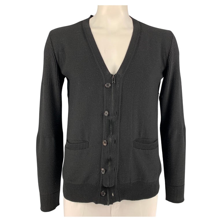 UNDERCOVER Size L Black Knit Wool Zip Up and Buttons Cardigan For Sale at  1stDibs