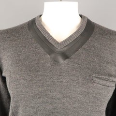 UNDERCOVER Size L Charcoal Solid Wool V-Neck Pullover