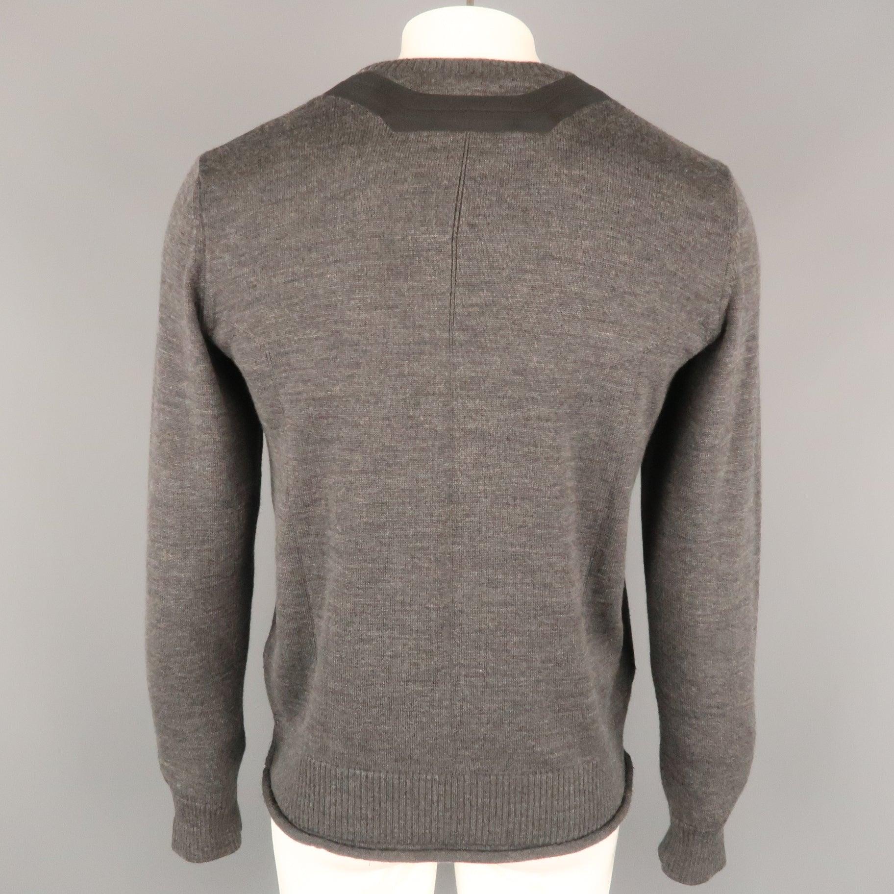 UNDERCOVER Size L Charcoal Solid Wool V-Neck Pullover For Sale 3