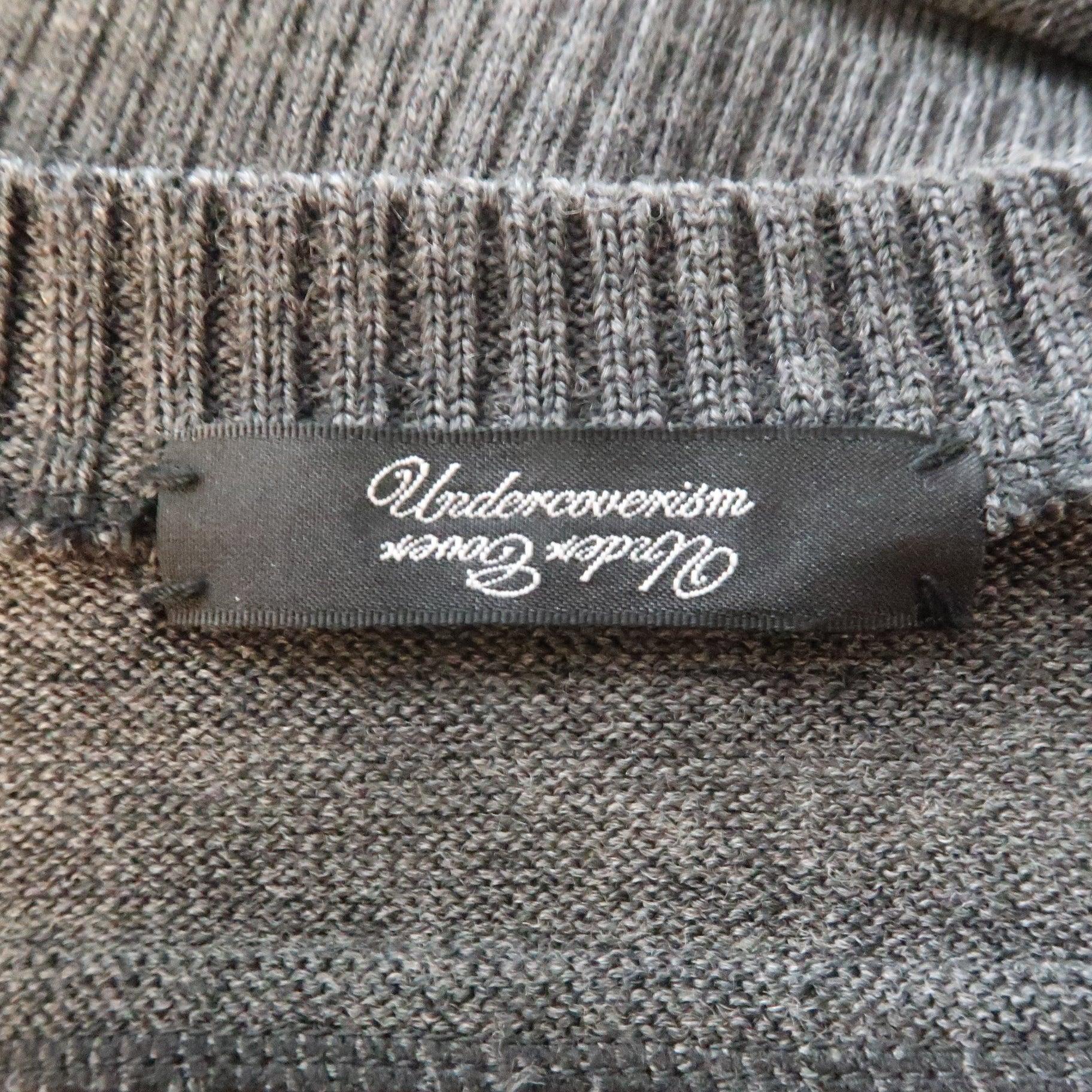 UNDERCOVER Size L Charcoal Solid Wool V-Neck Pullover For Sale 5
