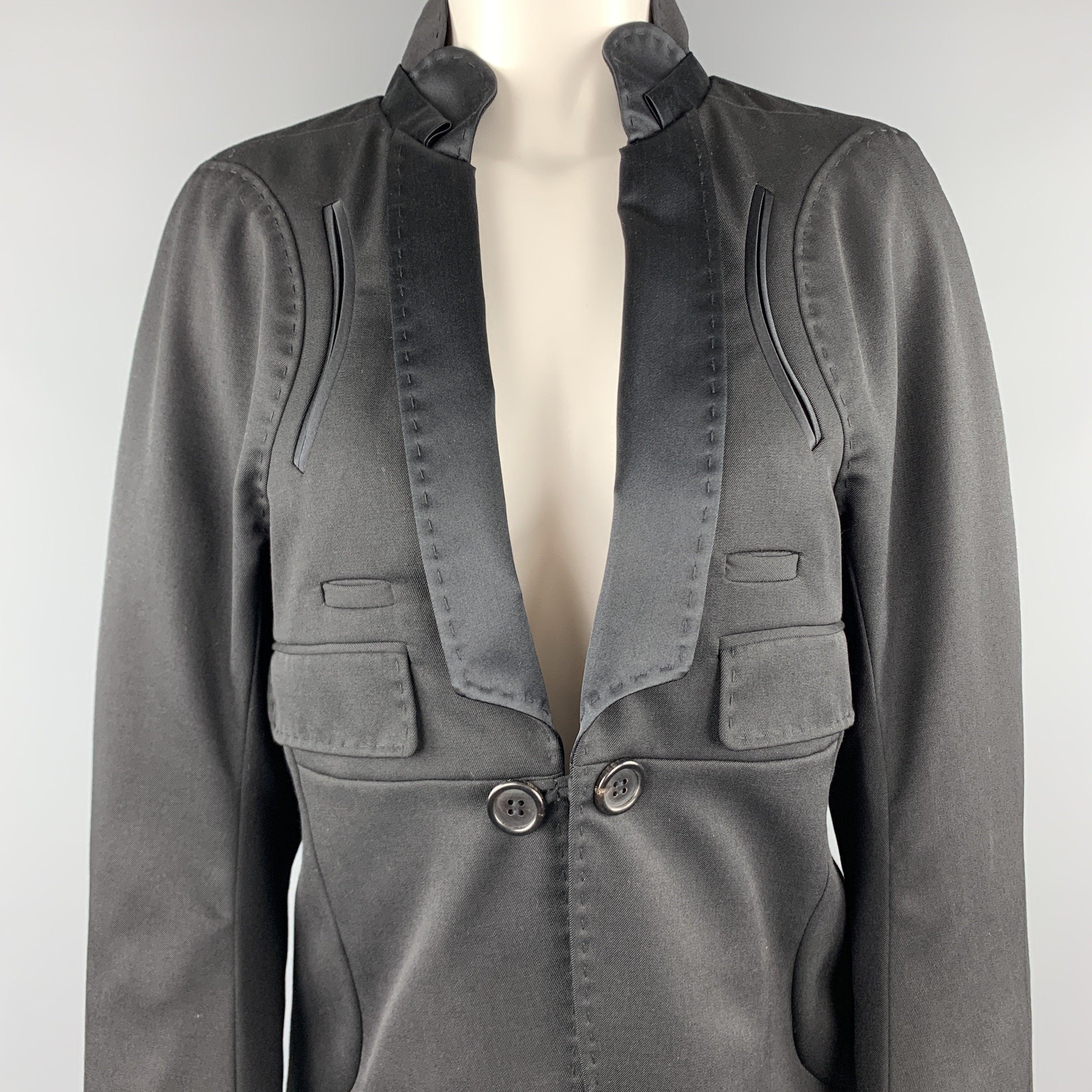 A&M Manteau de smoking à col châle en satin de laine noir Taille M Bon état - En vente à San Francisco, CA