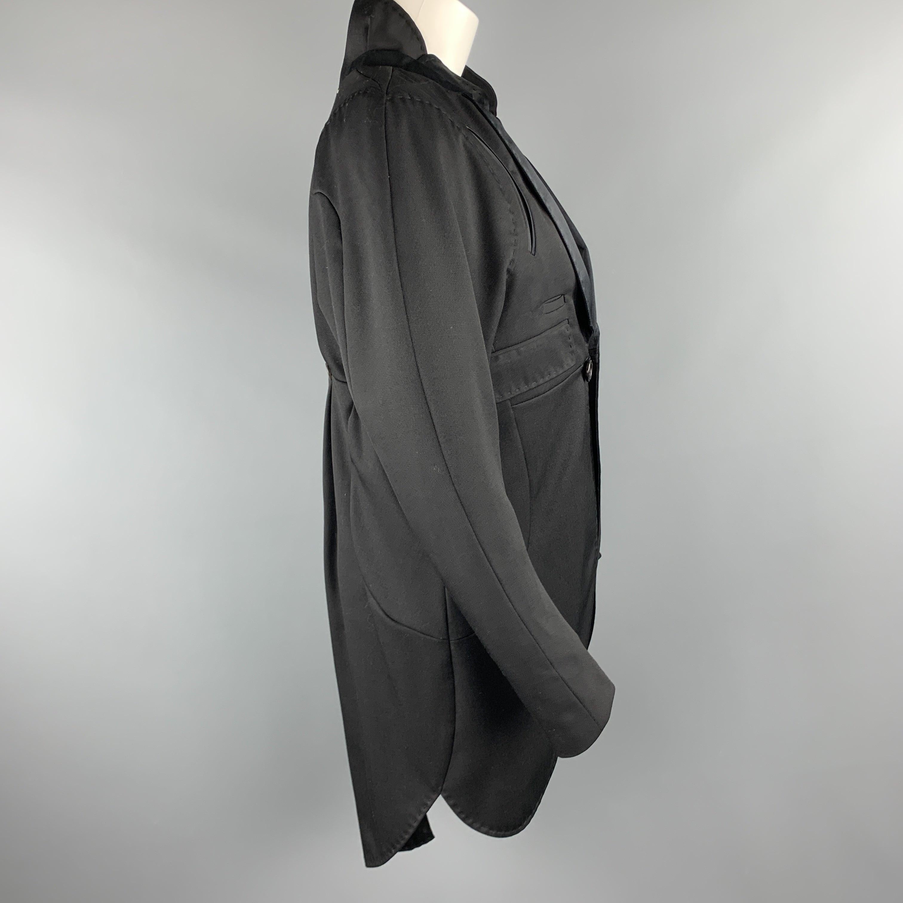 UNDERCOVER Size M Black Wool Satin Shawl Collar Tuxedo Coat For Sale 1