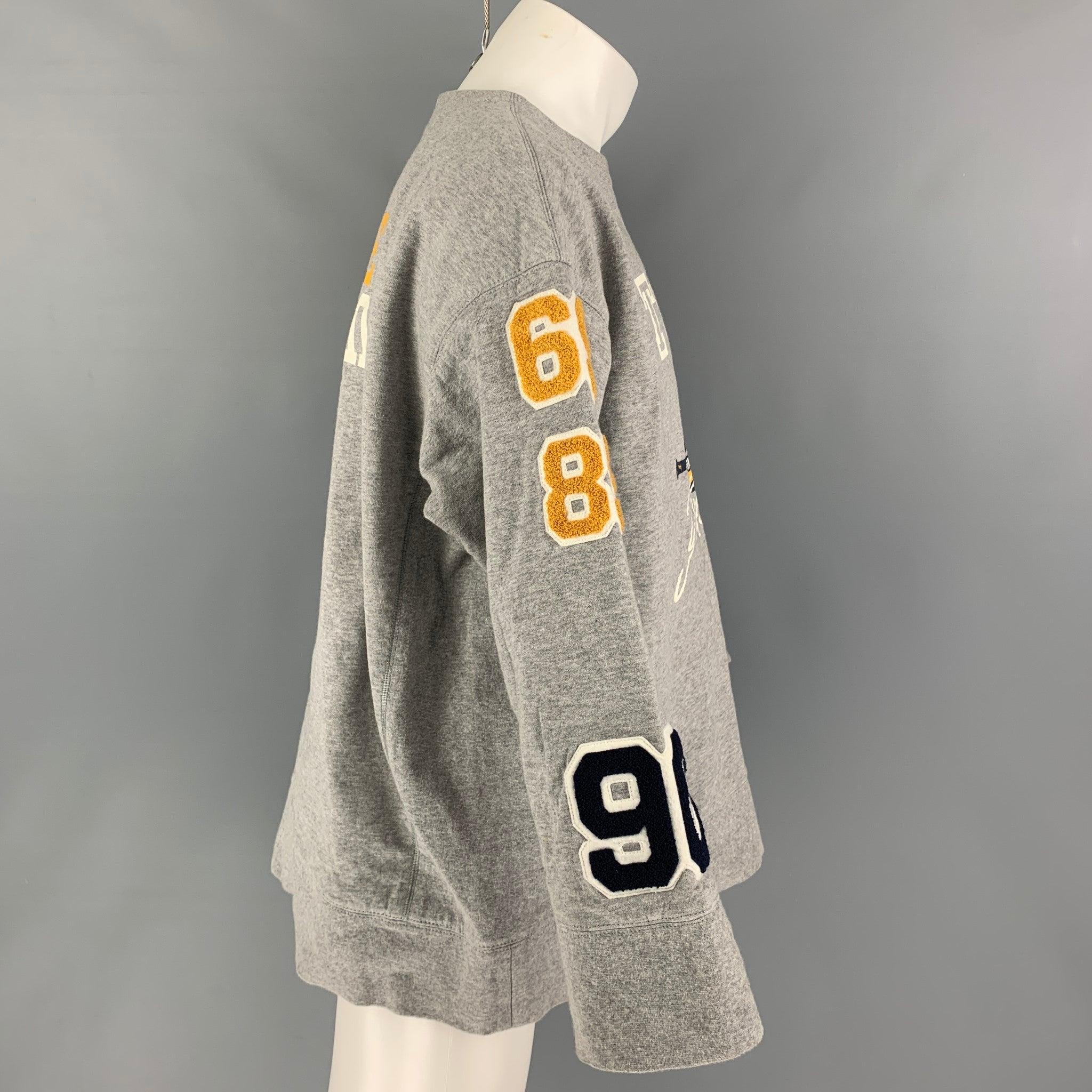 UNDERCOVER Size One Size Grey Yellow Applique Cotton Oversized Sweatshirt In Good Condition For Sale In San Francisco, CA