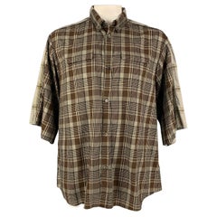 UNDERCOVER Size XL Brown & Olive Checkered Cotton Reverse Seams Shirt