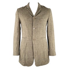 UNDERCOVER Talla XL Abrigo de lana en espiga marrón oliva