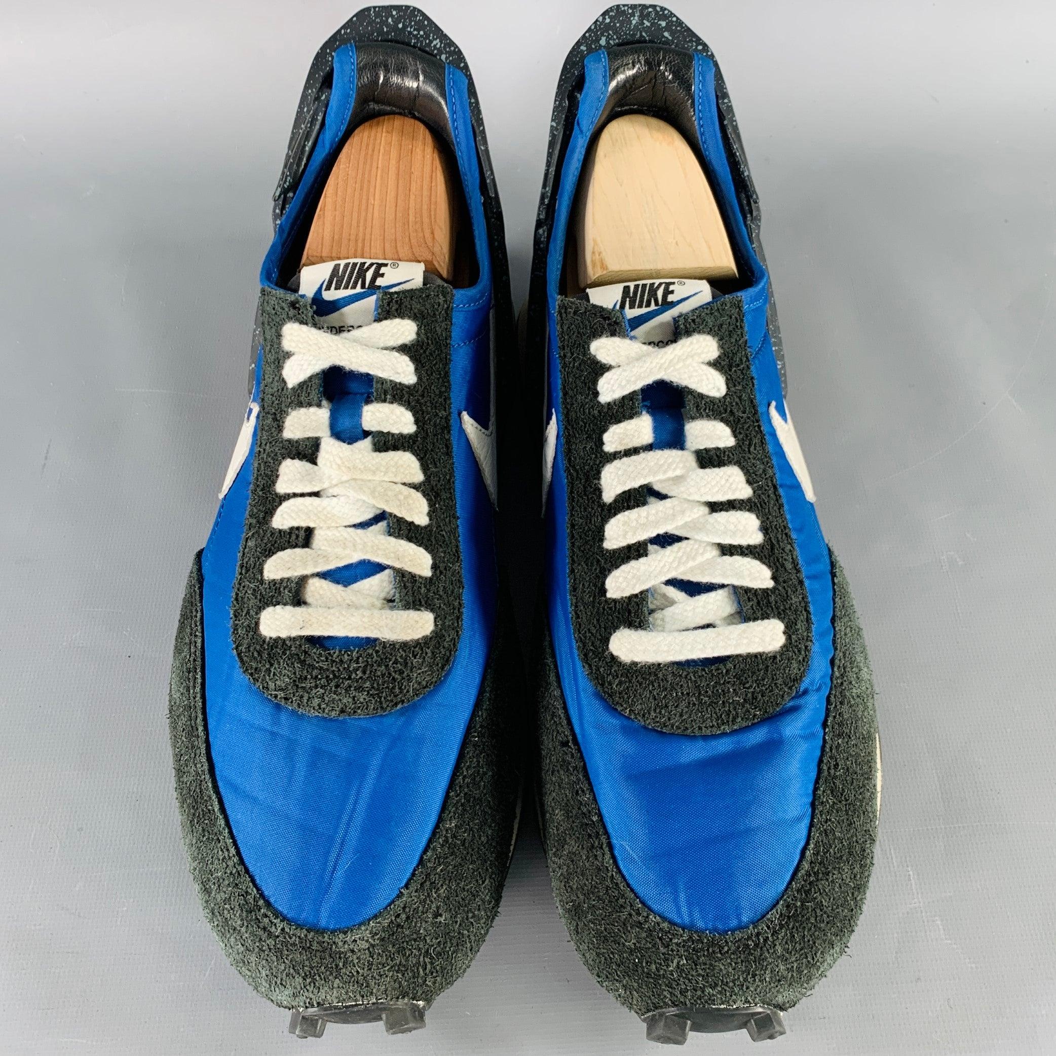 Men's UNDERCOVER x NIKE Size 10.5 Black Blue Color Block Nylon Lace-Up Sneakers For Sale