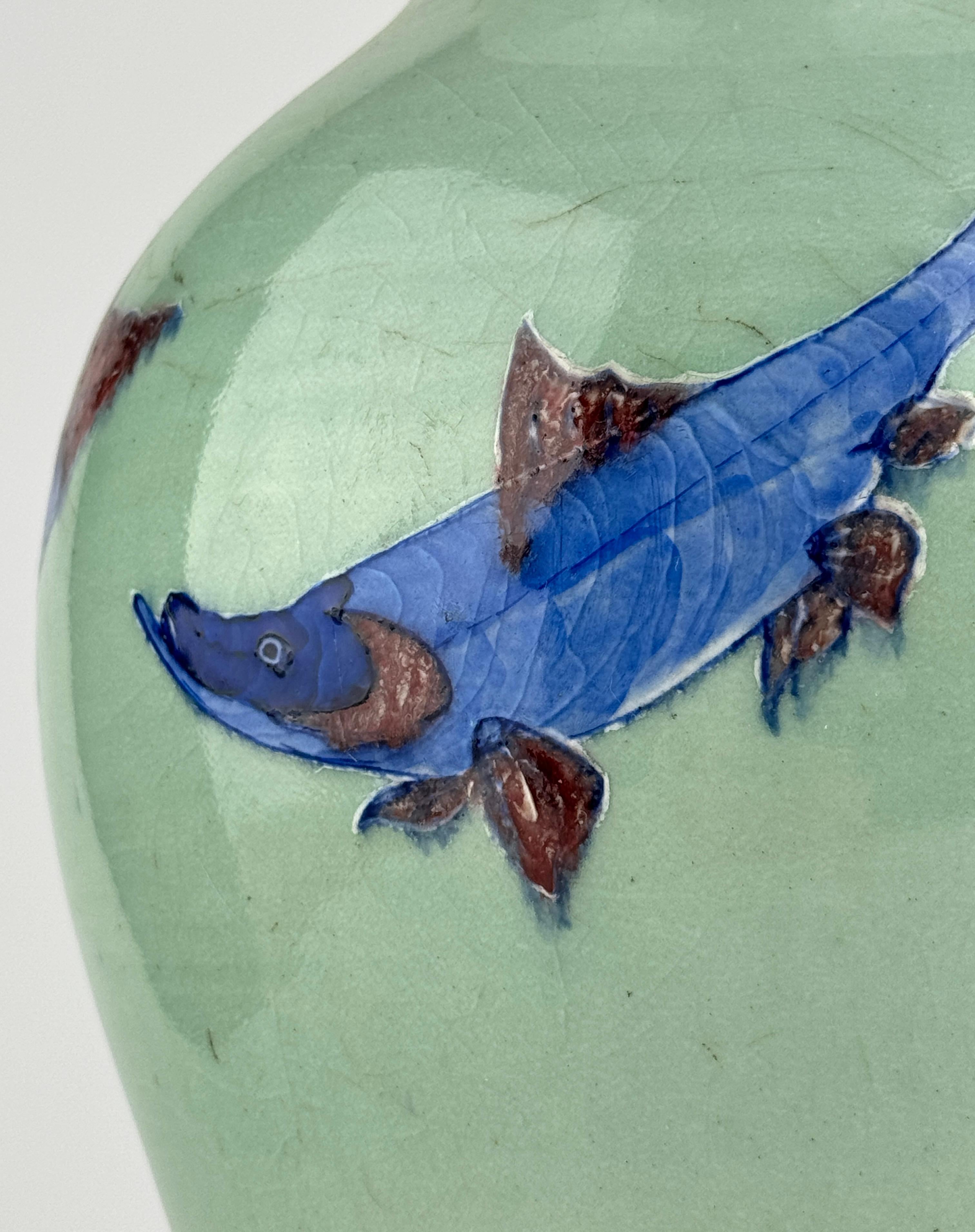 Glazed Underglaze Blue and Copper Red Yuhuchunping, Late Qing Dynasty For Sale