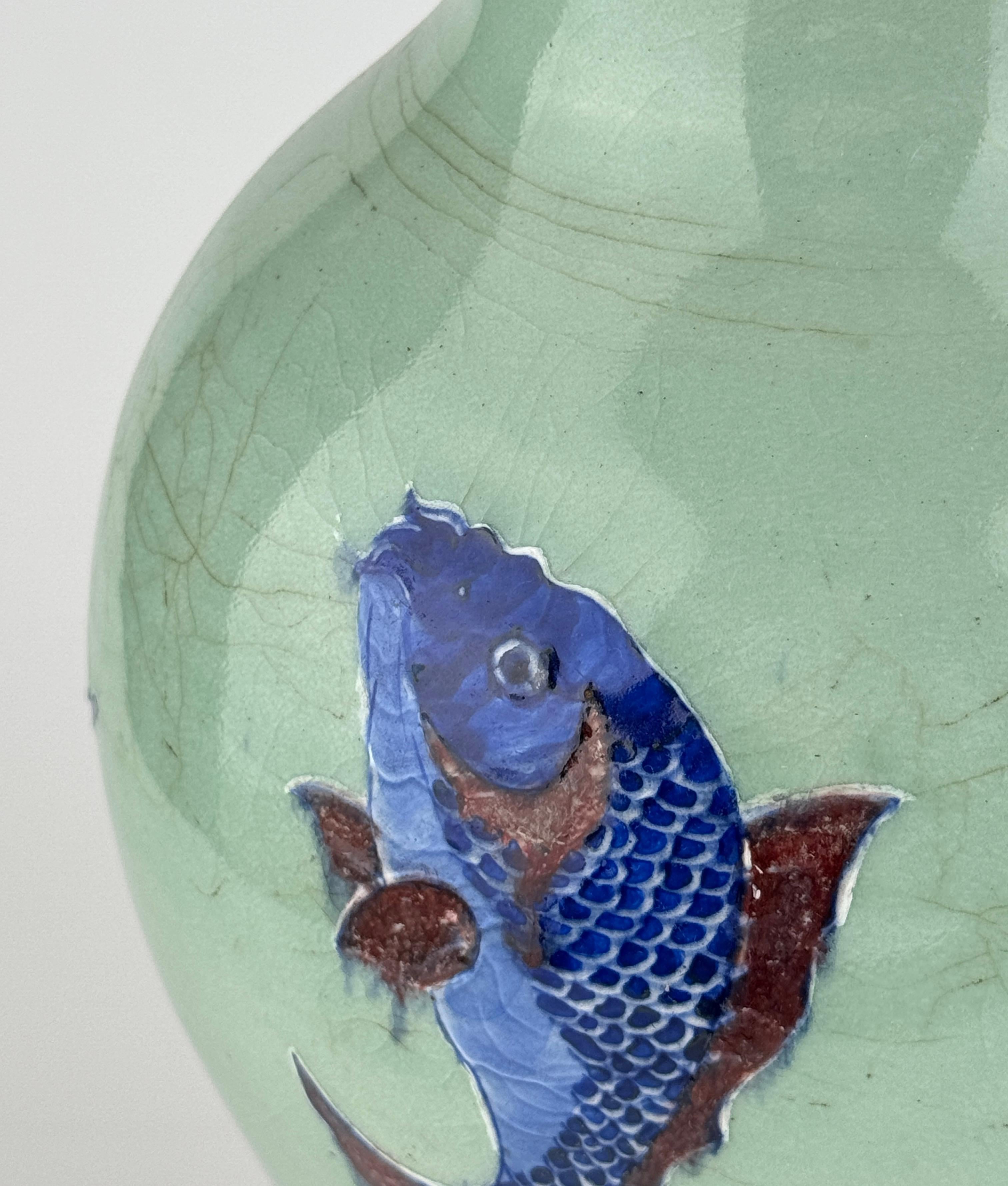 Underglaze Blue and Copper Red Yuhuchunping, Late Qing Dynasty In Good Condition For Sale In seoul, KR