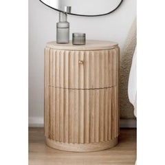 Underline Bedside Table in American Oak with Brass Handle by Hegi Design House