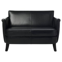 Undersized Black Leather 2-Seater Sofa by Maison Mariangela