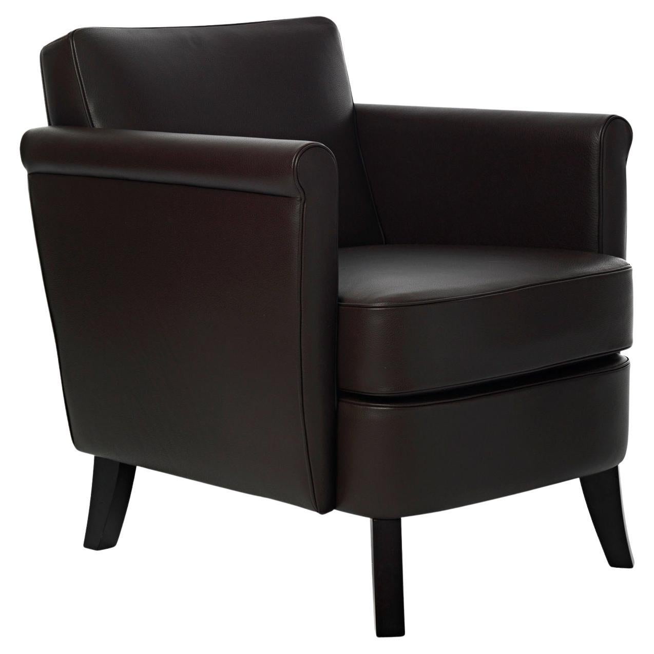 Undersized Black Leather Armchair by Maison Mariangela For Sale