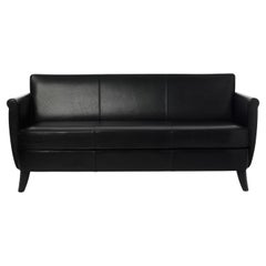 Undersized Black Leather Sofa by Maison Mariangela
