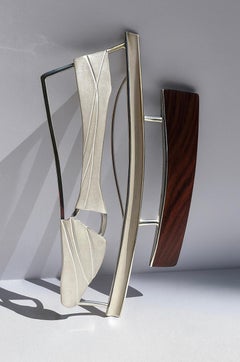 Undertide Brooch in 950 Silver, Recycled Rosewood & Paint by Lucía Rovira