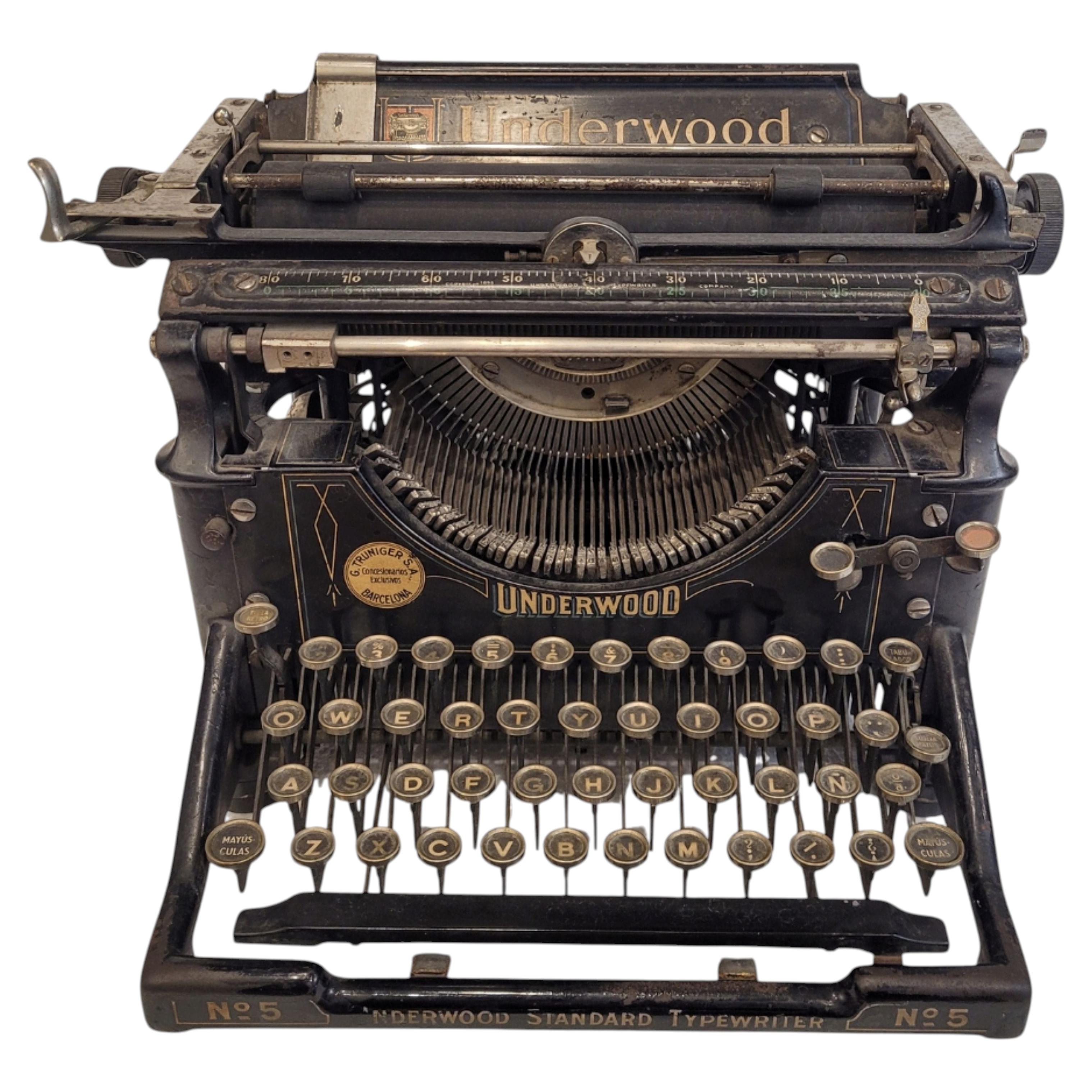 Underwood No. 5 Typewriter, cast iron , New York, circa 1917