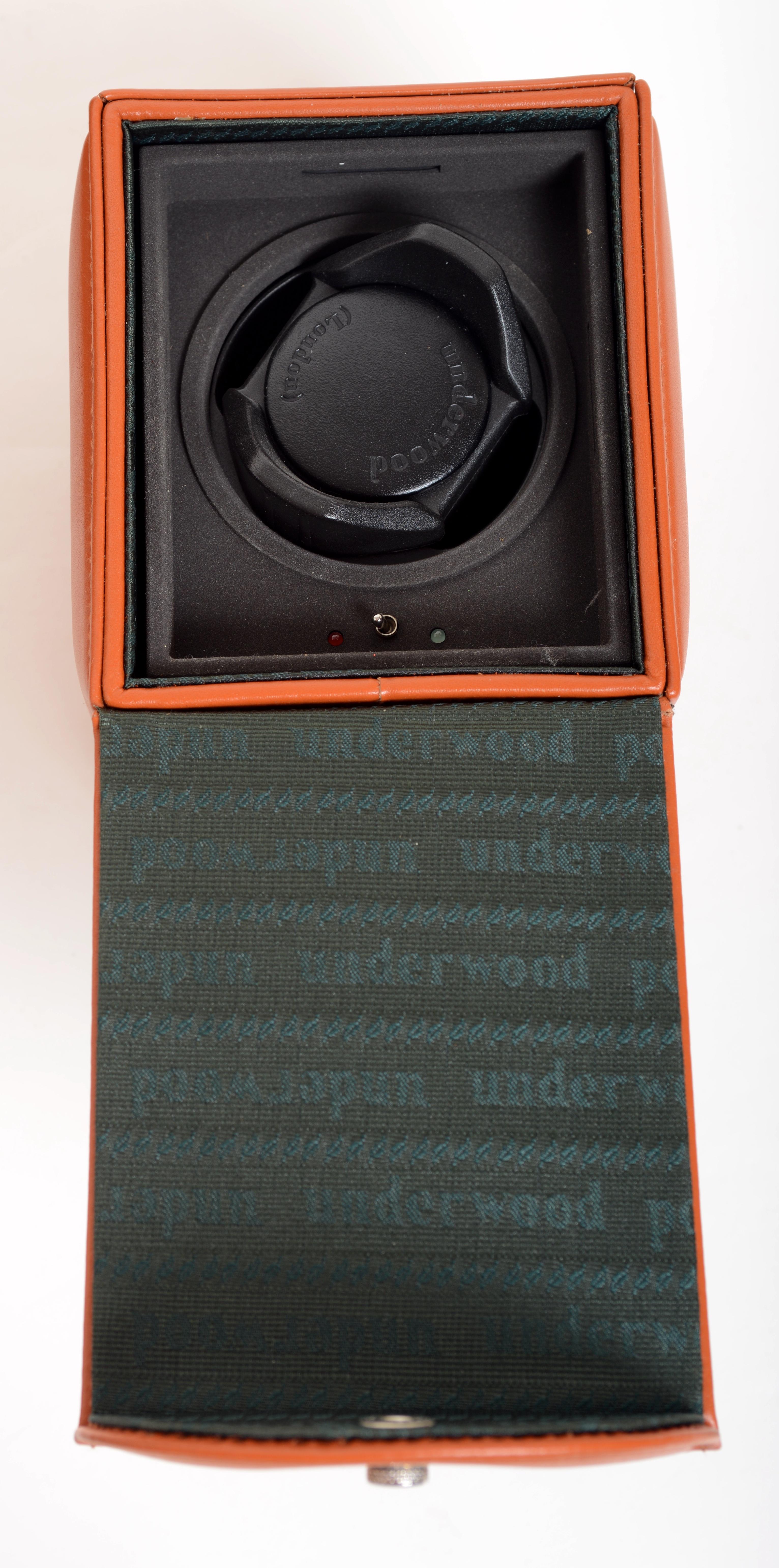 Women's or Men's Underwood Rotobox Triple-Module Watch Winder, Jewelry Case, in Tan Tuscan Calf For Sale