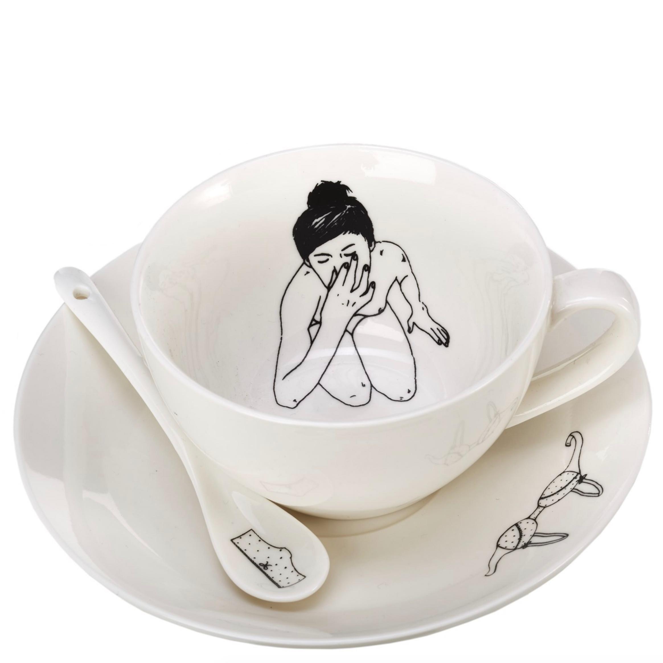 Glazed Undressed Woman Tea Set For Sale