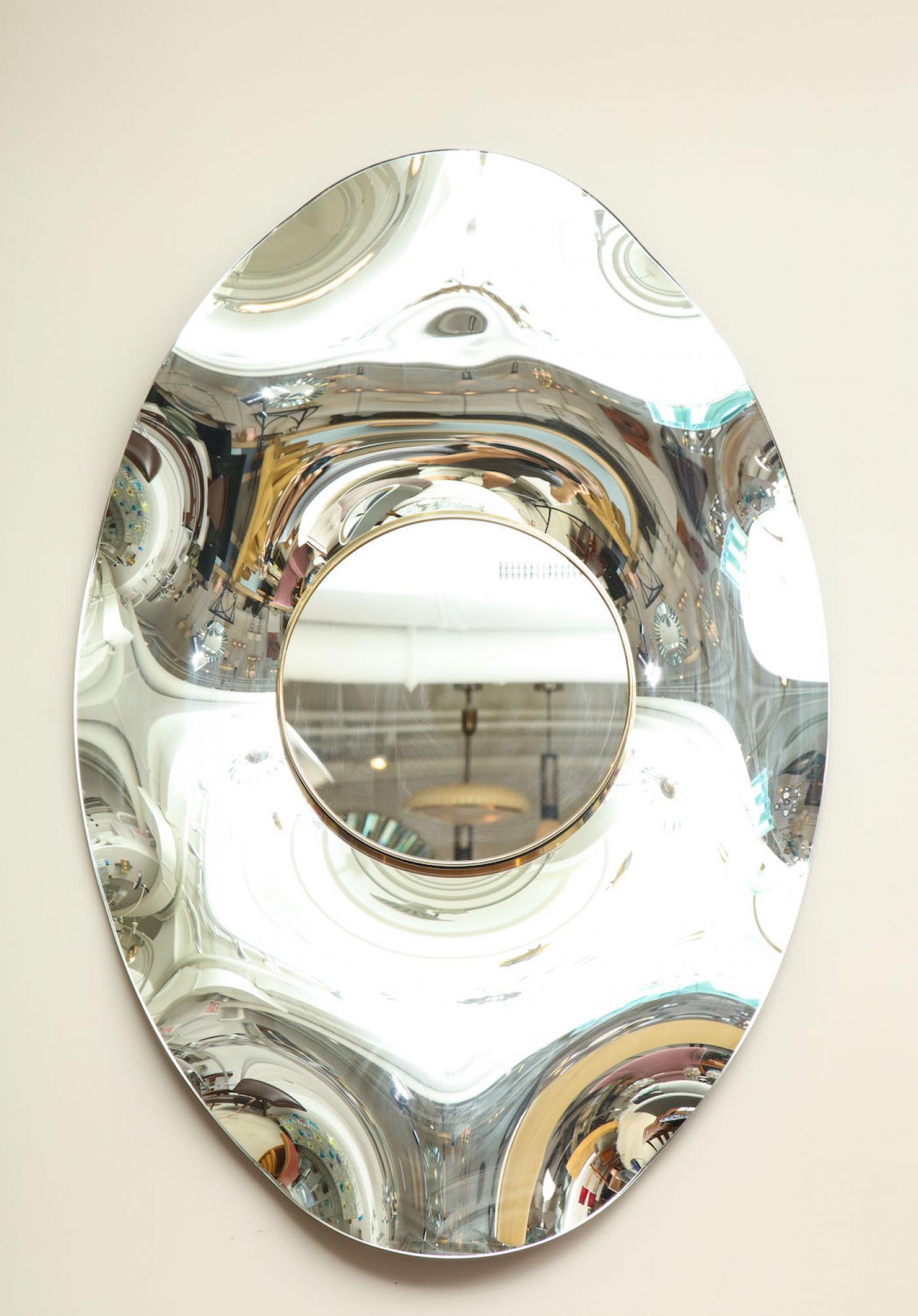 Italian Undulate Oval, Studio-Built Mirror by Ghirò Studio