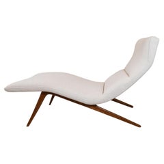 Undulating and Flared Chaise Lounge with Mahogany Frame