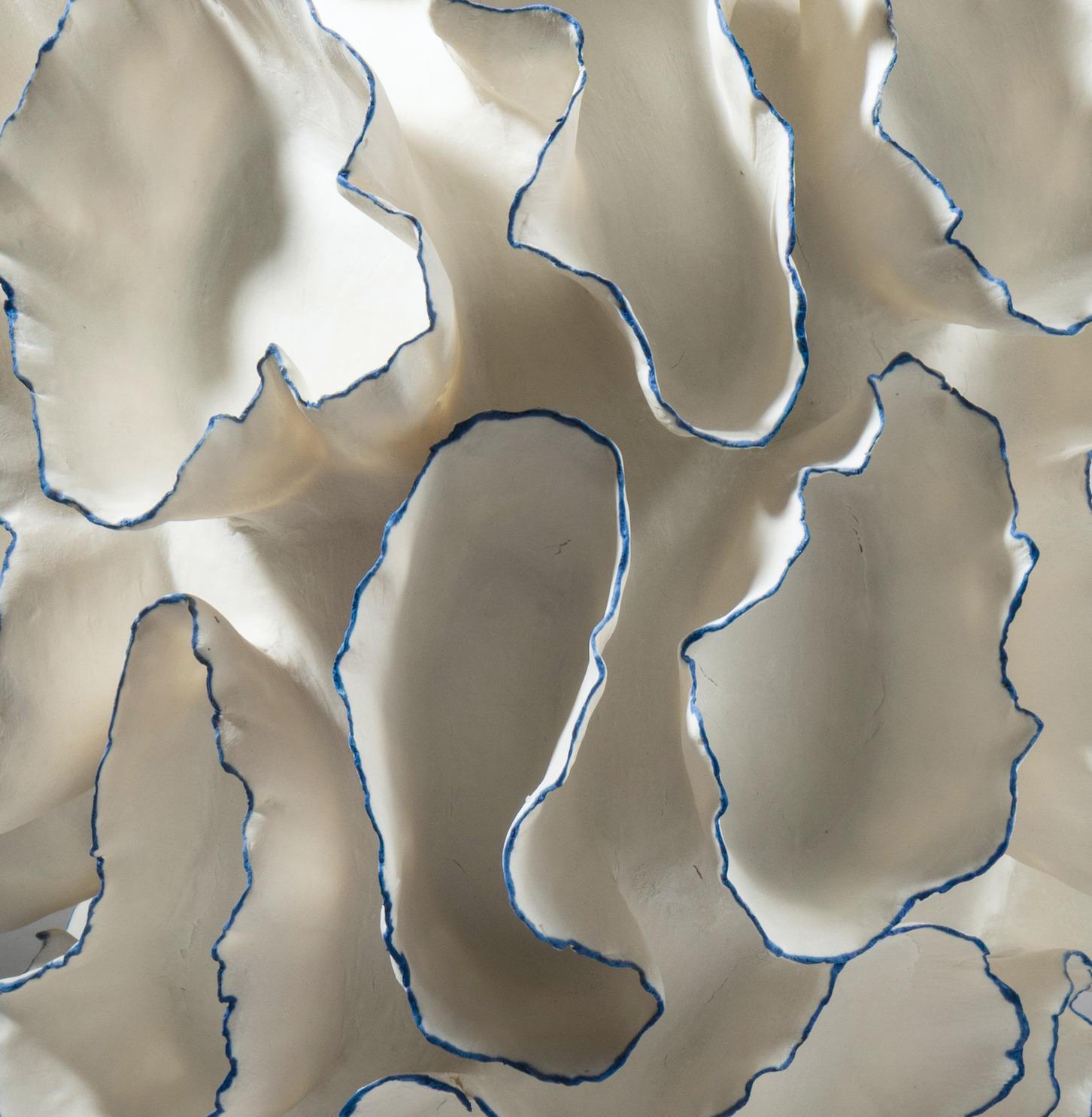 Porcelain Undulating Blue and White Contemporary Sculpture, Sandra Davolio For Sale