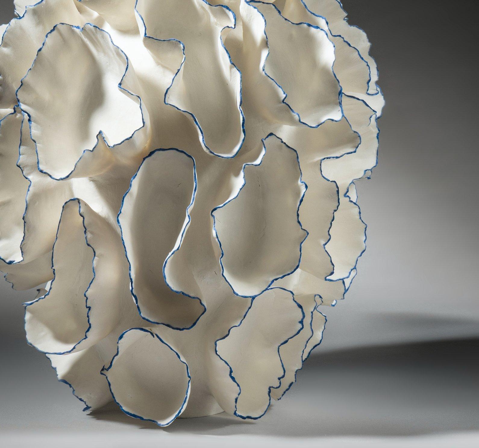 Undulating Blue and White Contemporary Sculpture, Sandra Davolio For Sale 1