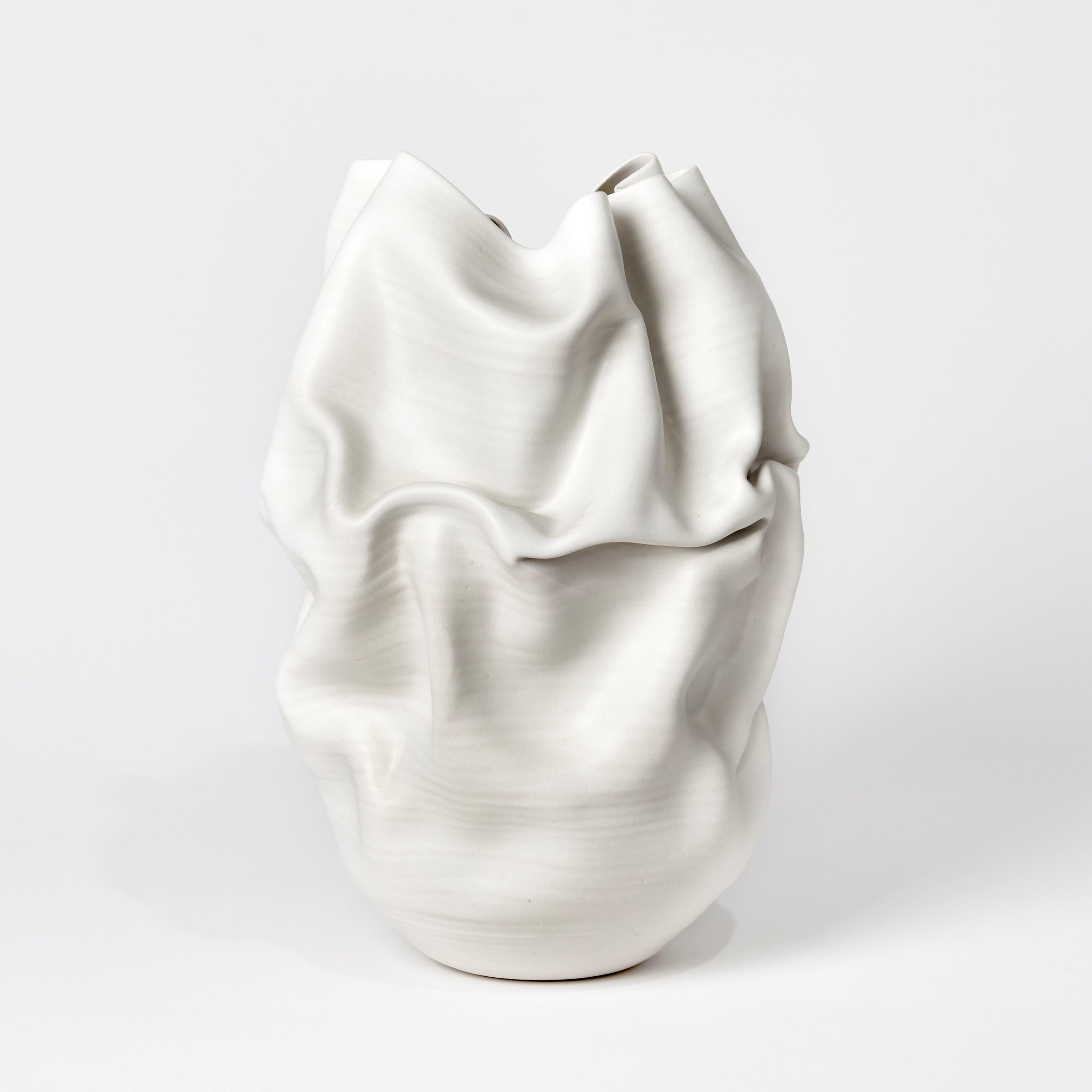 Organic Modern Undulating Crumpled Form No 51, a Ceramic Vessel by Nicholas Arroyave-Portela