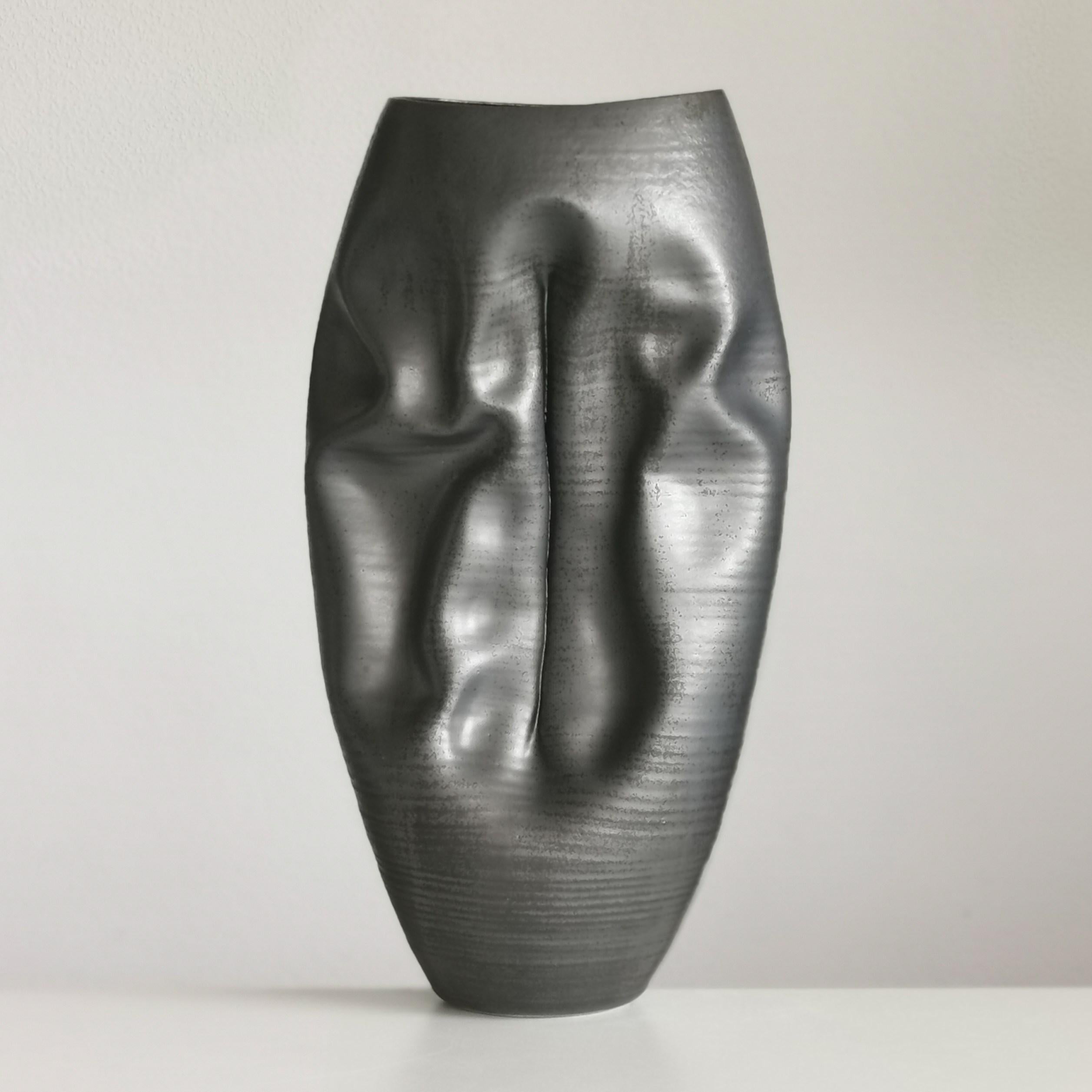 Spanish Undulating Crumpled Form No 70, a Ceramic Vessel by Nicholas Arroyave-Portela For Sale