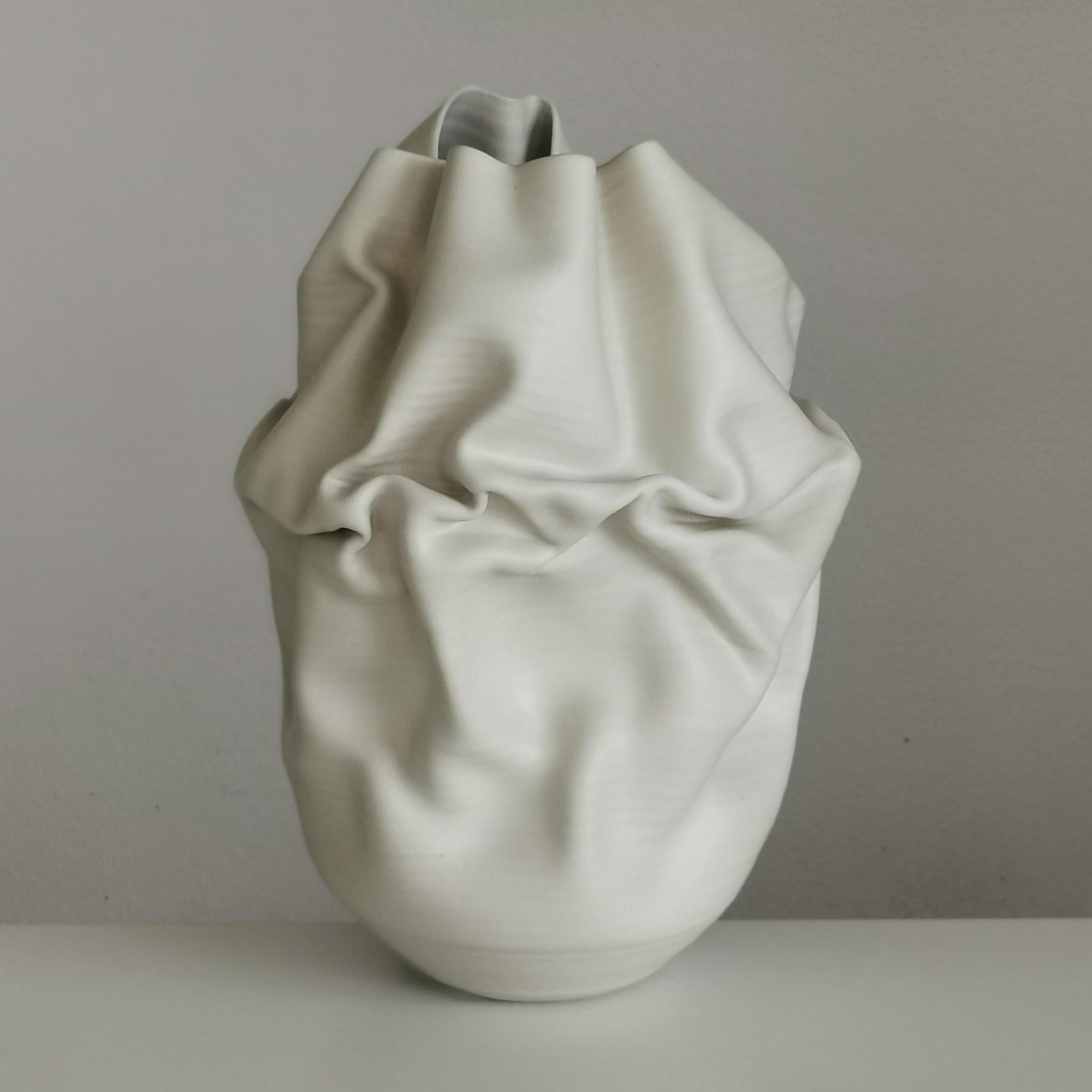 Contemporary Undulating Crumpled Form No 51, a Ceramic Vessel by Nicholas Arroyave-Portela