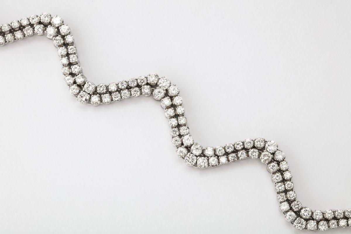 Women's Undulating Diamond and White Gold Bracelet For Sale