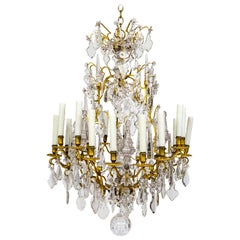 Undulating Eighteen-Arm Gilded Bronze Birdcage Chandelier