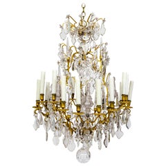 Undulating Eighteen-Arm Gilded Bronze Birdcage Chandelier