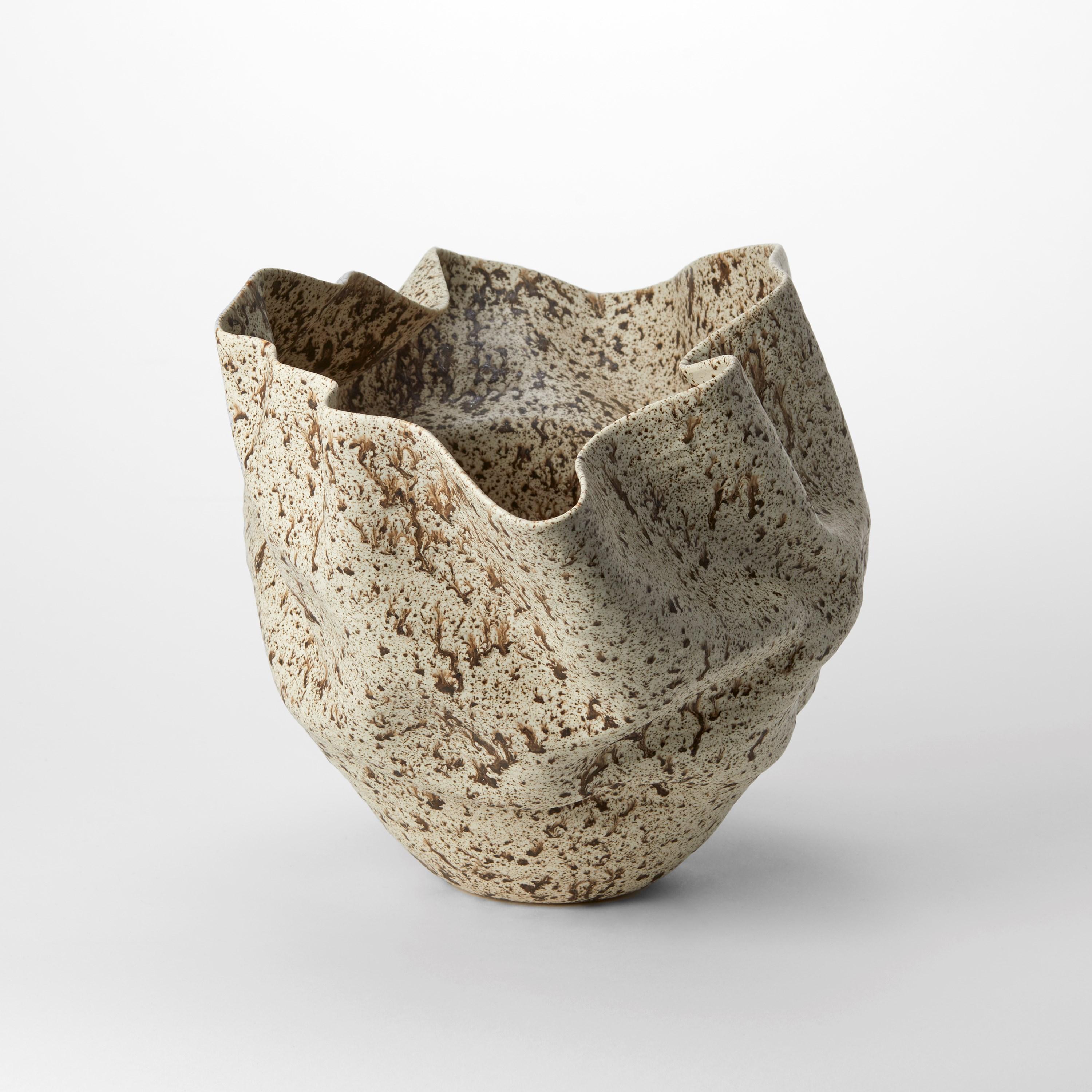 Organic Modern Undulating Form in Speckled Glaze No 145 by Nicholas Arroyave-Portela For Sale